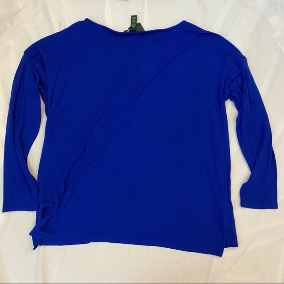 NWT Lauren Ralph Lauren Long Sleeve Blue Top - Picture 2 of 4